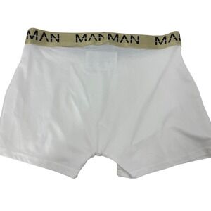 MAN Boxer Briefs White Gold Logo Band Mens Underwear Med